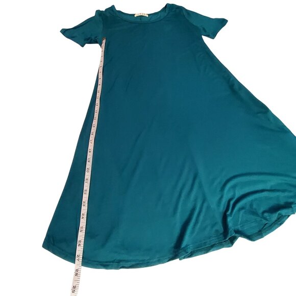 THJS Teal Short-Sleeve A-Line Dress In Soft Rayon spandex blend for comfort M - Picture 6 of 7